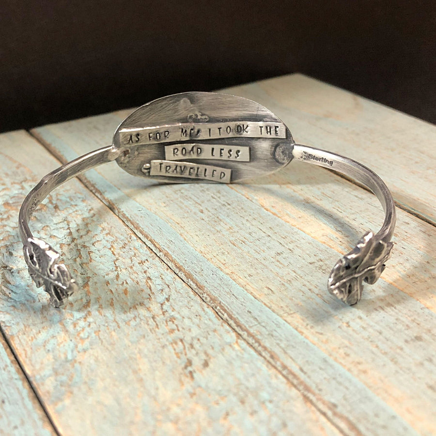 Artisan Sterling Silver & Mixed Metal Bracelet Cuff, Camping, Hiking, Wilderness, Mountains, Rustic, Handmade, Sterling Silver with Accents