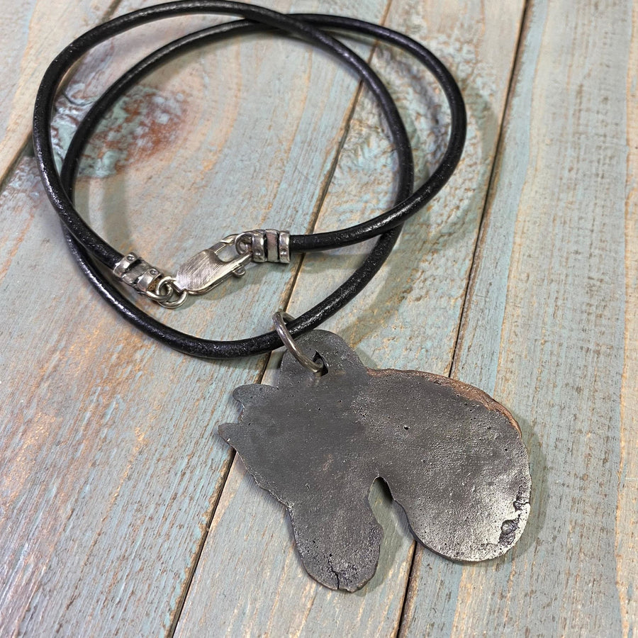 Steel and Copper Horse Head Pendant, Wild Horse, hand carved, Metal Clay, PMC, Unique OOAK, Customizable Necklace, Recycled