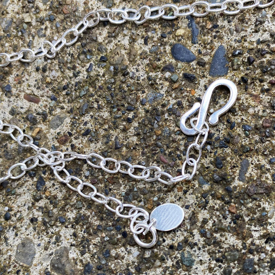 Happy Camper - Artisan Stamped Camping Scene Silver Pendant Necklace, With Green and Pink Unikite, Unique and Uplifting