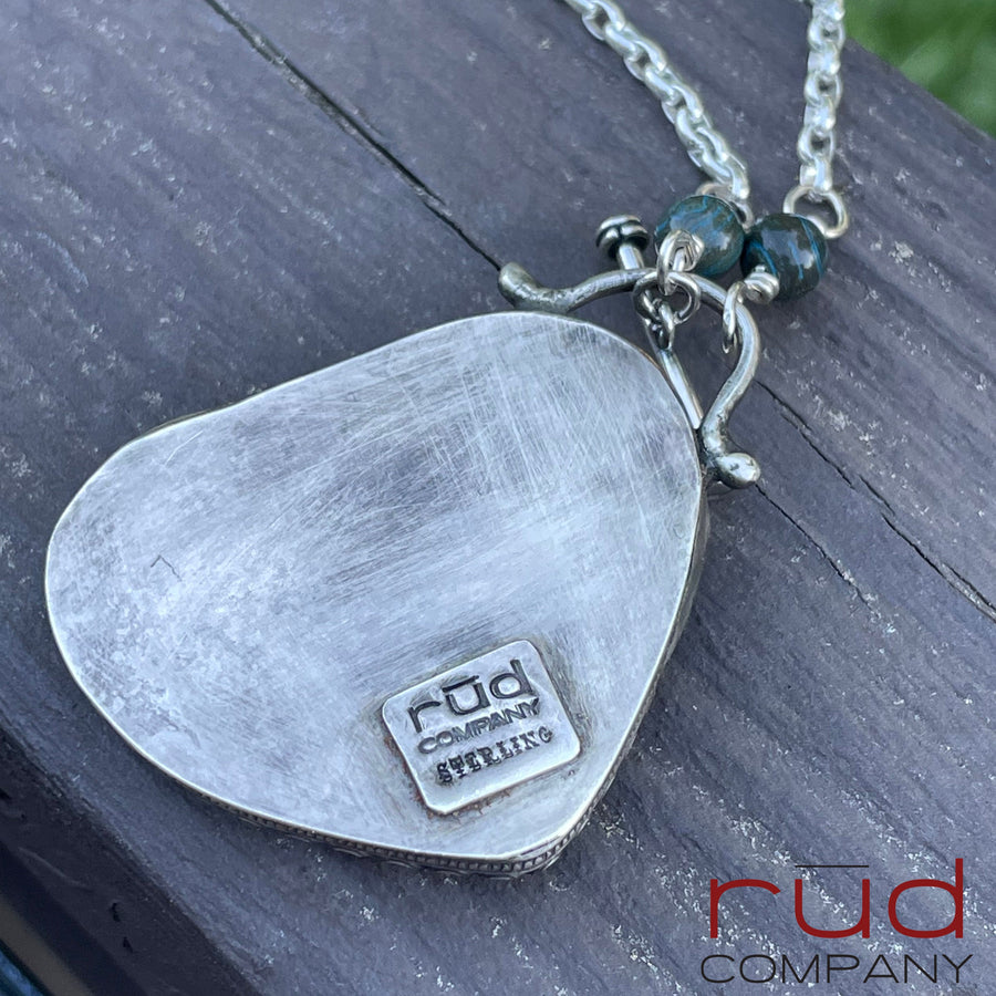 Agatized Multicolor Petrified Wood Heart set in Sterling Silver, Handmade Necklace, Silversmith, One of a kind Artisan Jewelry - Rūd Company