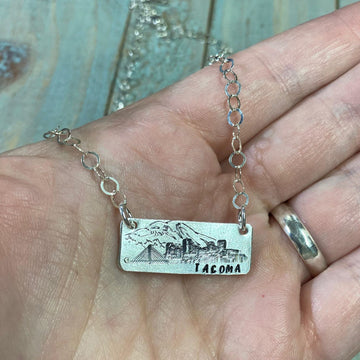 Tacoma WA Pendant with Mt Rainier - Can be Customized! Sterling Silver