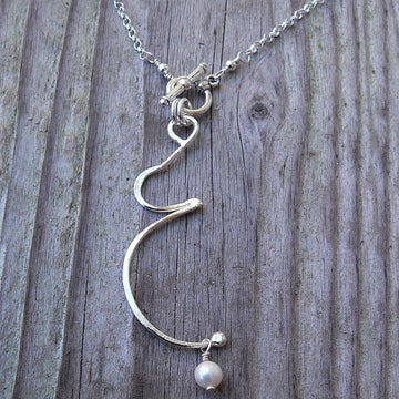 Hip Mama - A Pregnancy or Birth Necklace.  Solid Sterling Silver with Choice of Stone/Crystal/Pearl
